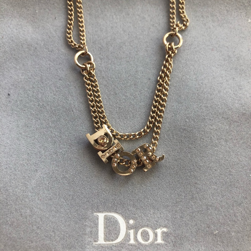 Christian Dior Layered Crystal Charms Necklace